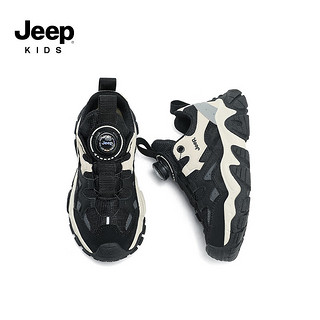 Jeep吉普男童鞋子儿童老爹鞋2024女童跑步鞋软底透气春秋款运动鞋 黑色 38码 鞋内长约24.5cm