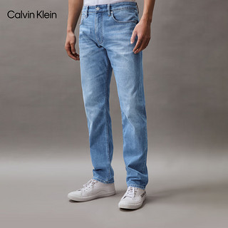 Calvin Klein【CK极简裤】Jeans24春夏男士猫须做旧直筒牛仔裤J325385 1AA-牛仔浅蓝 34