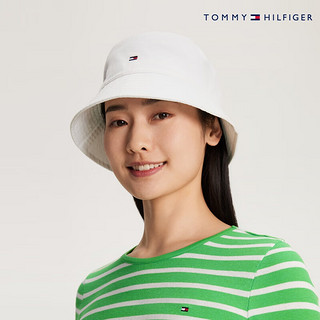 TOMMY HILFIGER24春季女装通勤小绣标拼色条纹紧身打底短袖T恤03023 绿白条纹0FP XS