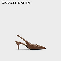 CHARLES&KEITH24春季气质马衔扣尖头细高跟凉鞋CK1-61720178 Cognac白兰地色 35