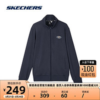 斯凯奇Skechers男士短款柔软针织外套立领拉链透气舒适L124M039 奥德赛灰/026R