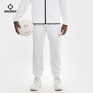 准者运动套装男子2024年春季男士针织休闲套装宽松外套 纯正白-长裤 4XL/195