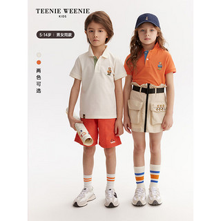 TEENIE WEENIE Kids小熊童装24夏男女童运动百搭翻领POLO衫 橙色 130cm