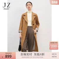 玖姿·安娜蔻氛围感复古经典落肩系带外套长风衣2024春季 棕色 XS