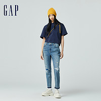 Gap 盖璞 女装2024春季新款logo简约宽松短袖连帽卫衣套头上衣874526