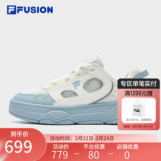 FILA 斐乐 FUSION斐乐潮牌女鞋RAPTURE专业滑板鞋2024夏时尚休闲鞋 奶白/纯蓝-GS 39