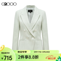 G2000【多面弹性】G2000女装SS24商场柔软舒适双排扣修身正装西服 弹力-浅绿色修身26寸 36