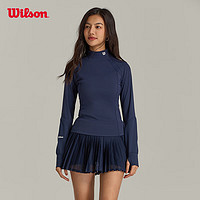 威尔胜（Wilson）24年春季针织长袖上衣女款运动弹力修身网球服运动服 WW20001412DBC-海军蓝 165/84A/S