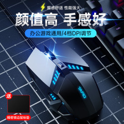 TAFIQ 塔菲克 游戏鼠标USB有线鼠标4键（无侧键） +多彩呼吸灯+4档DPI调节