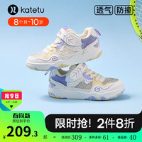 卡特兔儿童板鞋男童2024夏季小白鞋女童网眼透气国货跑步运动鞋 白紫黄 内长15.5cm 25码适合脚长14.2-14.8