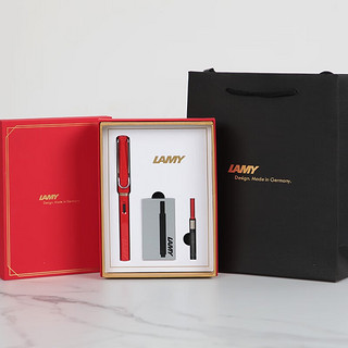 凌美（LAMY） 德国 狩猎者钢笔墨水笔笔礼盒套装年货礼盒 含吸墨器+墨胆 拾光礼盒 亮红色F尖 亮红色（拾光礼盒-不含墨水）