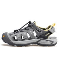 悍途 HUMTTO夏季男士沙滩鞋轻便防踢包头户外休闲健步鞋快干溯溪凉鞋 烟灰/天空灰 41