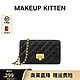  MAKEUP KITTEN 牛皮包包女包轻奢侈女士斜挎包单品链条包生日礼物送女友送老婆 黑色-新时尚款　