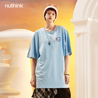 nuthink 男女款圆领短袖T恤 C1132B046 黑色 XXL