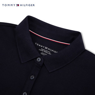 TOMMY HILFIGER 24春季女装休闲通勤刺绣直筒版针织POLO连衣裙76J4786 藏青色FAP XS