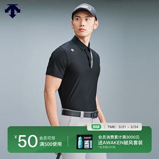 DESCENTEGOLF【李昊桐合作款】迪桑特高尔夫FIELD男弹力短袖POLO衫24夏季 BK-BLACK M(170/92A)