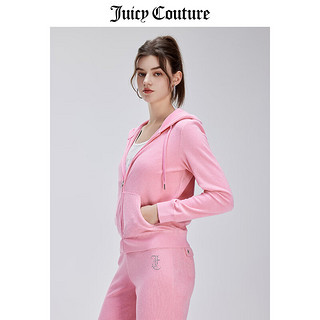 Juicy Couture 橘滋 彩色渐变Logo毛巾布美式休闲运动显瘦女式外套 粉红 S