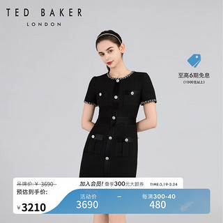 Ted Baker【质感静奢】TED BAKER2024春季女士小香风短袖连衣裙C41047 黑色 0