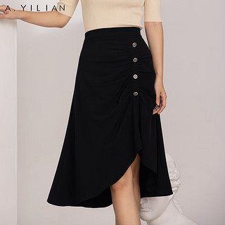 ayilian 阿依莲 春季半身裙女时尚休闲通勤复古显瘦不规则黑色裙子B3 黑色 XL
