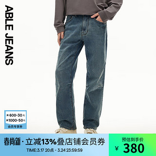 ABLE JEANS【直筒滑板裤】24春季男士牛仔裤直筒宽松水洗裤子 【微弹】复古天晴蓝 28/30