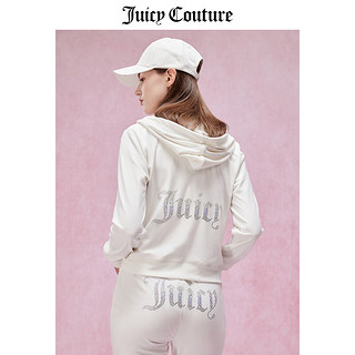 JUICY COUTURE橘滋外套女2024春季美式多巴胺小清新彩钻天鹅绒夹克长袖连帽 青柠绿 XS