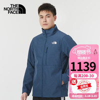The North Face北面软壳衣男春季户外休闲运动服防风保暖透气防泼水立领外套 83TEHKW/蓝色/立领夹克 XL/180