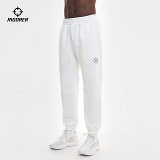 准者运动套装男子2024年春季男士针织休闲套装宽松外套 纯正白-长裤 XL/180