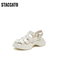 STACCATO 思加图 2022年新款奶油鞋厚底猪笼鞋编织包头罗马凉鞋女P8916AH2