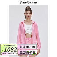 JUICY COUTURE橘滋【24春夏】彩色渐变Logo毛巾布美式休闲运动显瘦女式外套 粉红 M