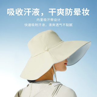热风 hotwind2024年夏季女士超大檐双面防晒盆帽 03米色 F