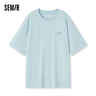 森马（Semir）凉感抗菌短袖T恤男2024夏字母印花上衣简约百搭休闲109324100147 L 粉蓝80081