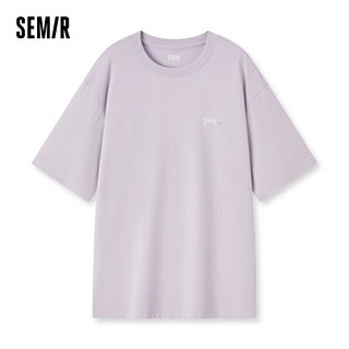 森马（Semir）凉感抗菌短袖T恤男2024夏字母印花上衣简约百搭休闲109324100147 XS 风信紫70626