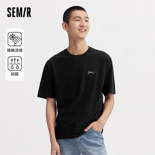 森马（Semir）短袖T恤男凉感抗菌2024夏字母印花上衣简约百搭休闲109324100147 XXXL 黑色90001