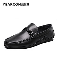 YEARCON 意尔康 男鞋春秋季真皮商务休闲皮鞋男士英伦风乐福鞋软底