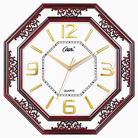 Compas 康巴丝 挂钟创意客厅石英钟表中式仿古工艺钟古典时尚电子时钟表挂墙 2526红木