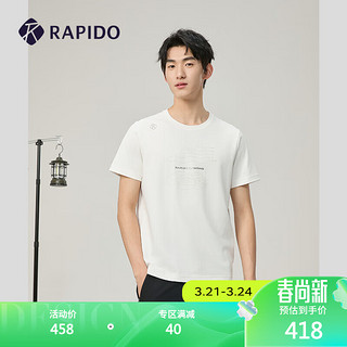 Rapido 雳霹道 2024年男士O系列罗马布印花短袖T恤休闲运动CN4142O36 白色 190/104A