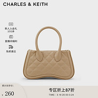 CHARLES & KEITH CHARLES＆KEITH22夏新品CK2-30270808女士绗缝菱格手提单肩斜挎包 Sand沙色 M