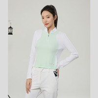 Rapido雳霹道2024年春夏新款女士撞色立领长袖卫衣休闲运动T恤CP4241A73 薄荷色 1