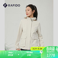 Rapido雳霹道2024年春季女子R系列商务休闲连帽夹克外套CP4139U04 浅灰色 165/88A