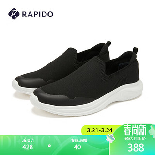 Rapido雳霹道2024年春季款简约休闲鞋舒适轻便健步鞋CQ4ZK3S10 黑色 44