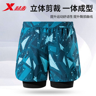 XTEP 特步 泳裤男士双层平角游泳裤