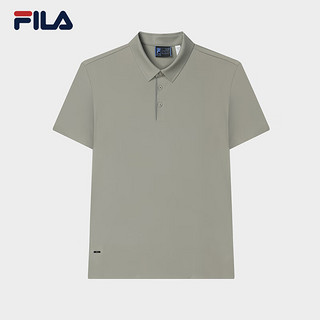 FILA 斐乐男子针织短袖POLO衫2024夏季时尚休闲基础上衣 灰褐色-GY 175/96A/L