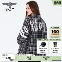 BOY LONDON男女同款高级黑白格纹金属标荆棘字体衬衫夹克N21001 黑色 M