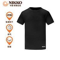 NIKKO 日高 跑步速干衣女夏季 运动健身上衣圆领透气T恤短袖 2303黑色 XXL