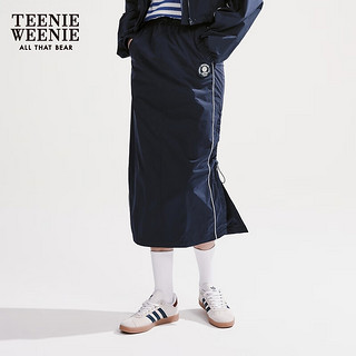 Teenie Weenie【UPF50+】小熊半身裙女2024春夏防晒防紫外线中长开叉鱼尾裙 藏青色 160/S