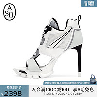 ASH女鞋2024夏季HEROE撞色细跟超高跟露趾正装休闲Y2K凉鞋 白色/银色/黑色 35