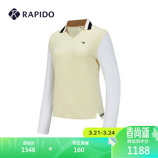 Rapido雳霹道2024年女士GOLF高尔夫拼接毛衫运动翻领毛衣CP4151Z05 黄色 155/80A