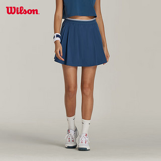 威尔胜（Wilson）2024年春季梭织短裤女款弹力轻薄撞色舒适运动网球裙裤 WW20022412DBN-深灰蓝 L