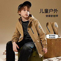 ASK junior ASKjunior男童外套2024春新品儿童薄棉工装风衣外套休闲登山服