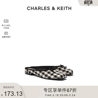 CHARLES & KEITH CHARLES&KEITH女鞋CK1-70360145格纹平跟包头穆勒鞋女鞋
